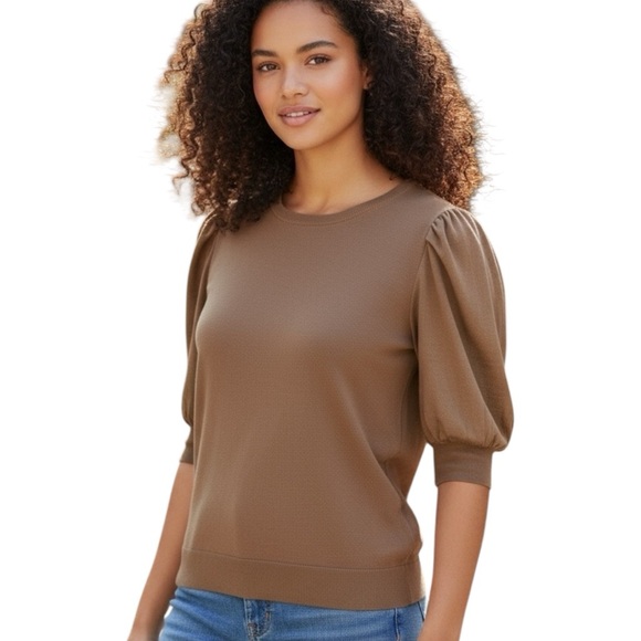 Adrianna Papell Sweaters - Adriana Papell knit sweater blouse with satiny sleeves with buttons, size L